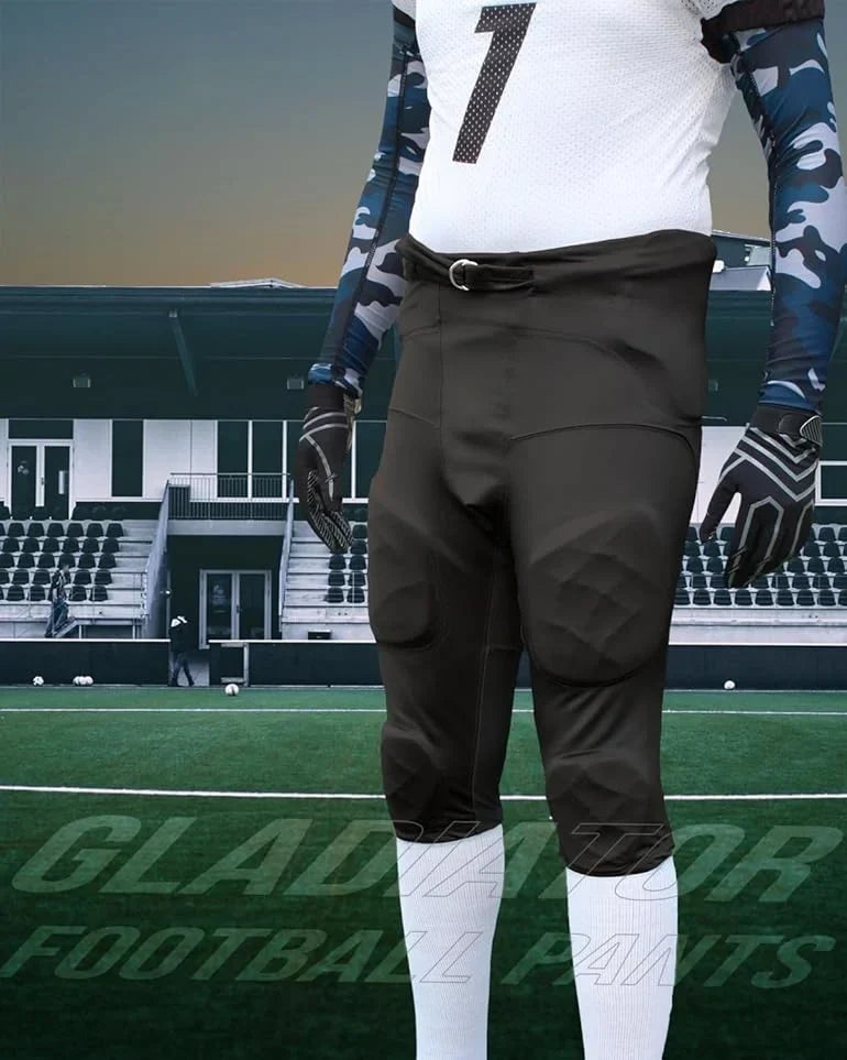 Exxact Sports Gladiator Men’s Integrated Football Pants with Built-in pads - Black