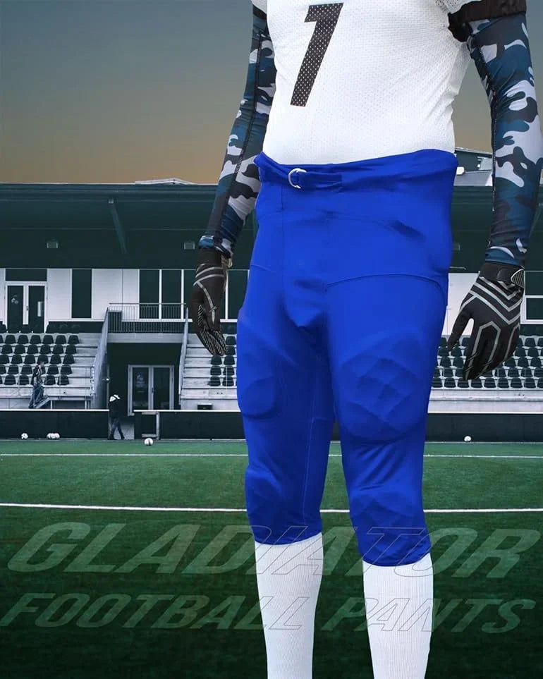 Exxact Sports Gladiator Men’s Integrated Football Pants with Built-in pads - Royal Blue