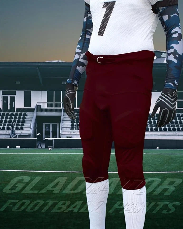 Exxact Sports Gladiator Men’s Integrated Football Pants with Built-in pads - Maroon