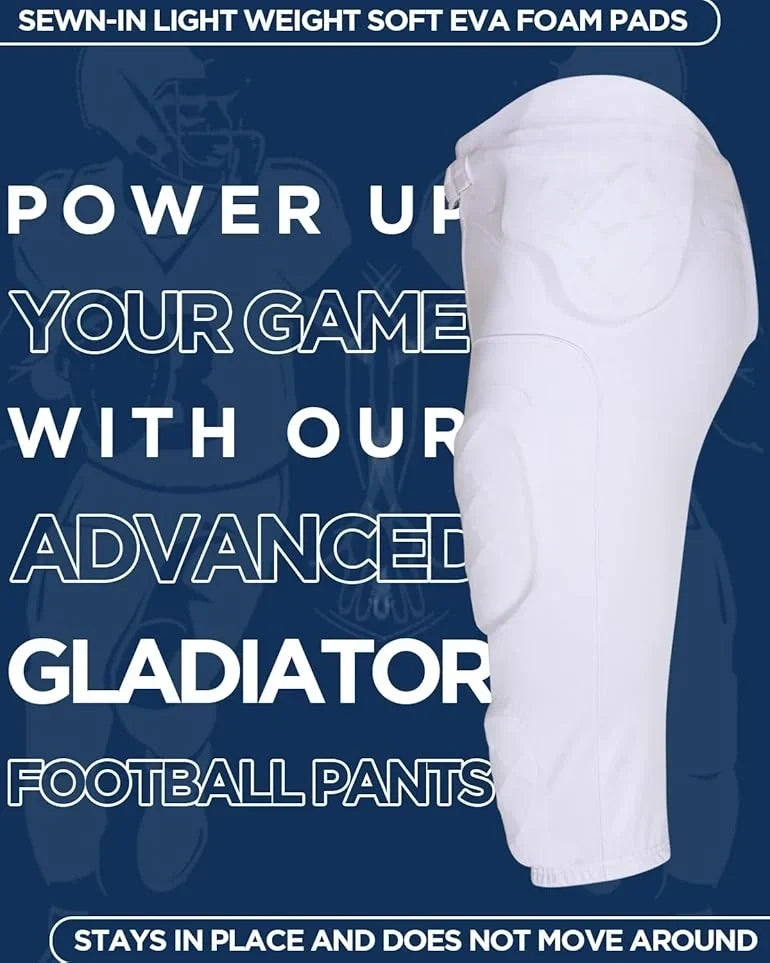 Exxact Sports Gladiator Men’s Integrated Football Pants with Built-in pads - White