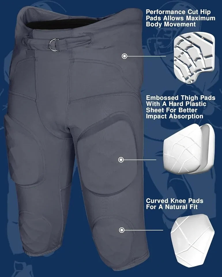 Exxact Sports Gladiator Men’s Integrated Football Pants with Built-in pads - Graphite - Small