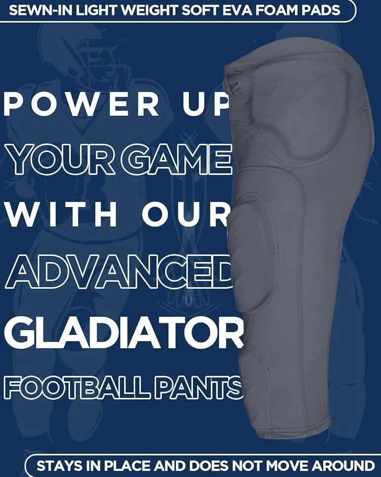 Exxact Sports Gladiator Men’s Integrated Football Pants with Built-in pads - Graphite
