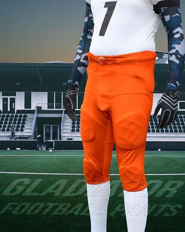 Exxact Sports Gladiator Men’s Integrated Football Pants with Built-in pads - Orange