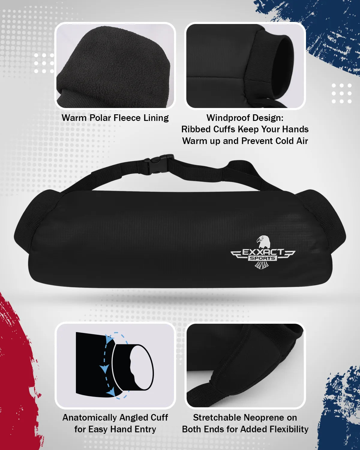 Exxact Sports Hand Warmer Mens & Boys Football Pouch - Elite Black - Adult
