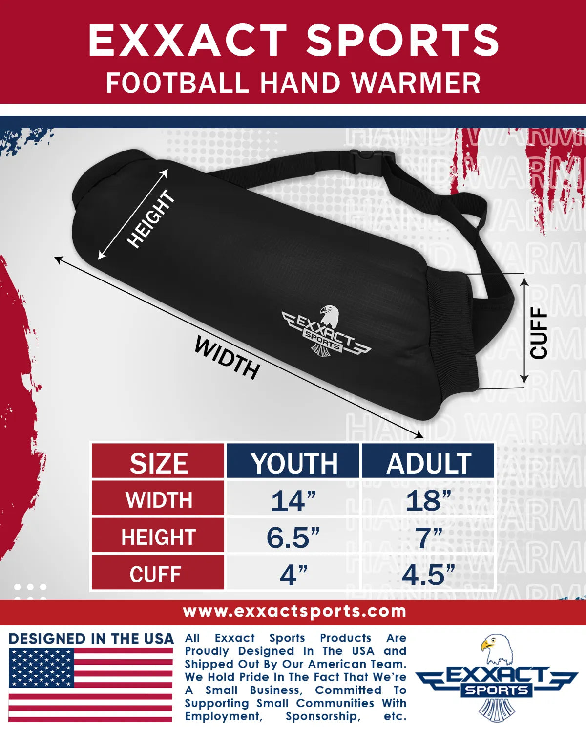Exxact Sports Hand Warmer Mens & Boys Football Pouch - Elite Black