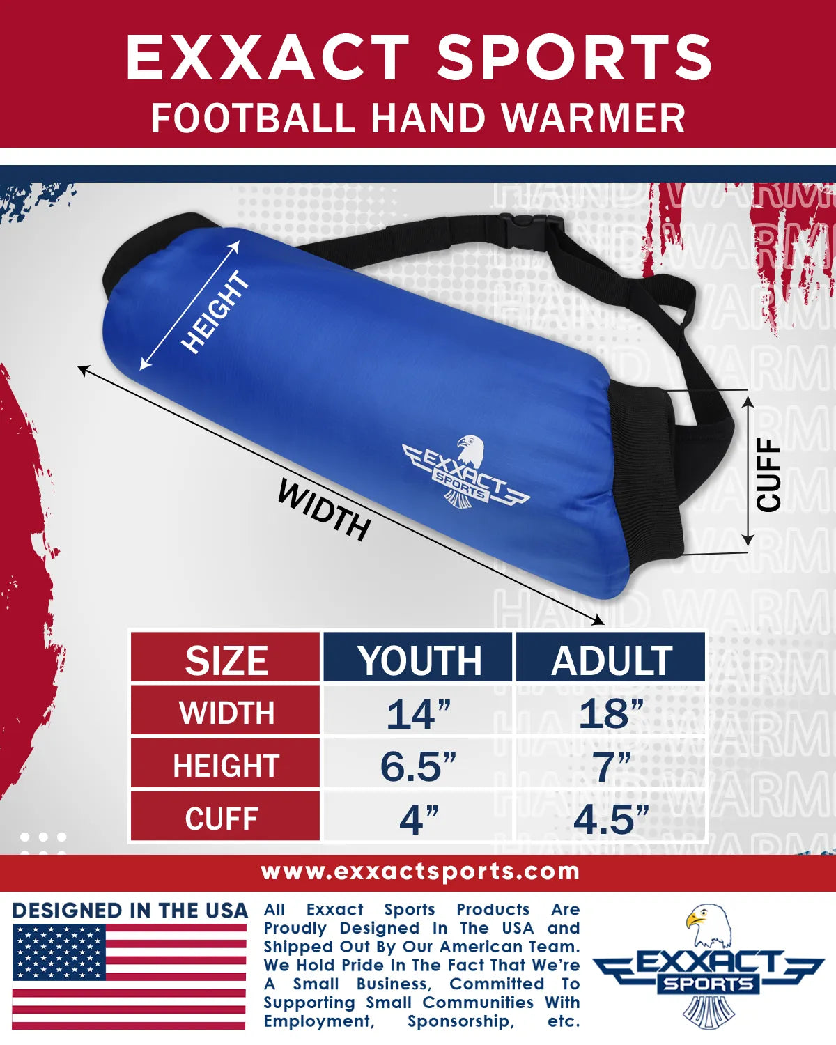 Exxact Sports Hand Warmer Mens & Boys Football Pouch - Elite Royal Blue