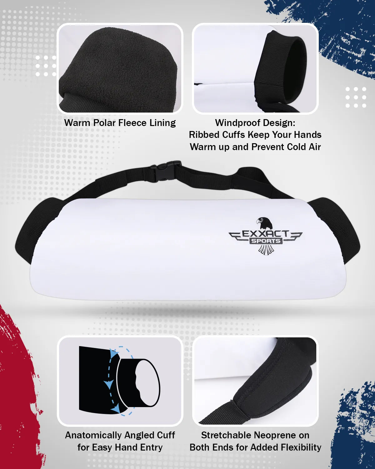 Exxact Sports Hand Warmer Mens & Boys Football Pouch - Elite White - Adult