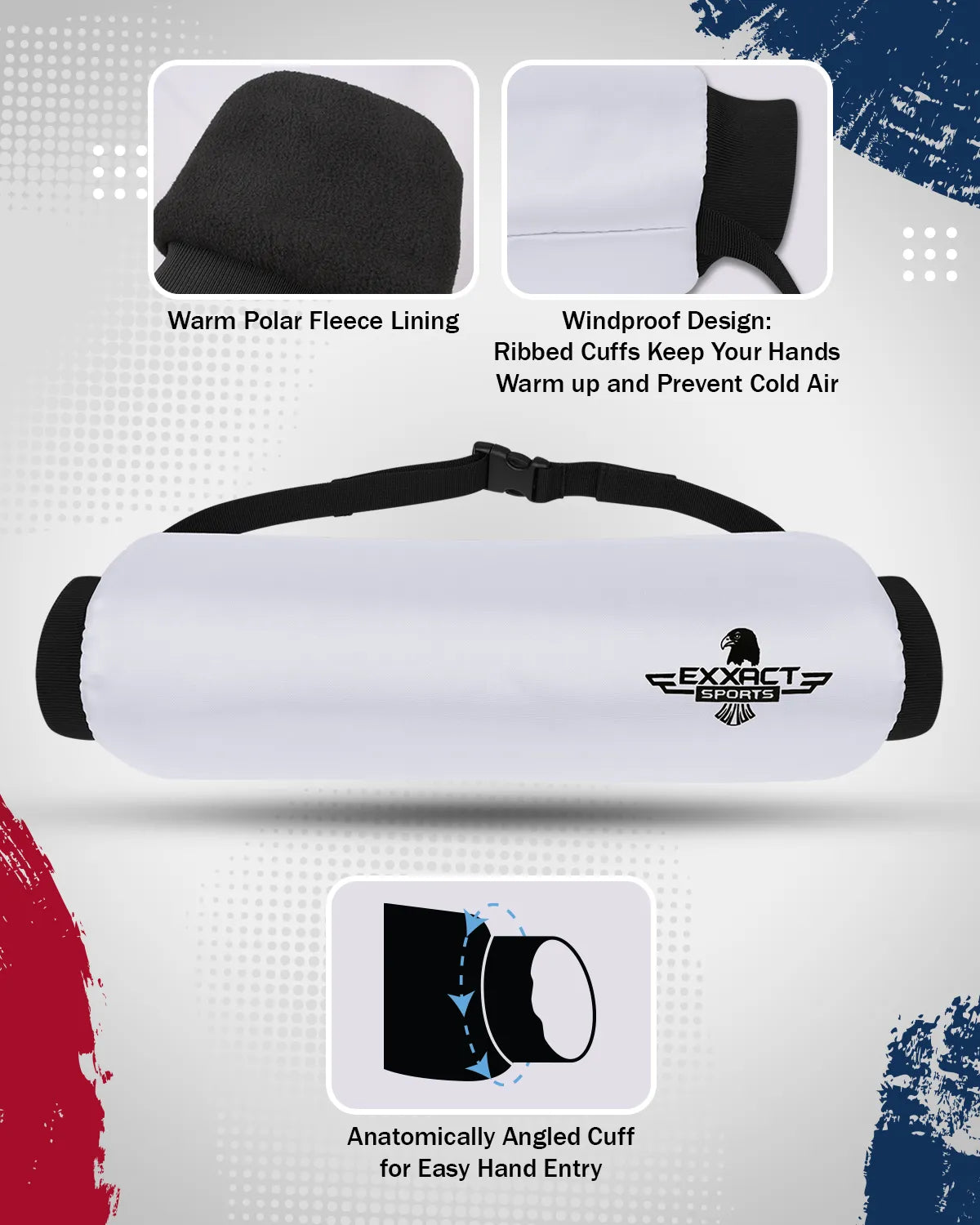 Exxact Sports Hand Warmer Mens & Boys Football Pouch - White - Adult