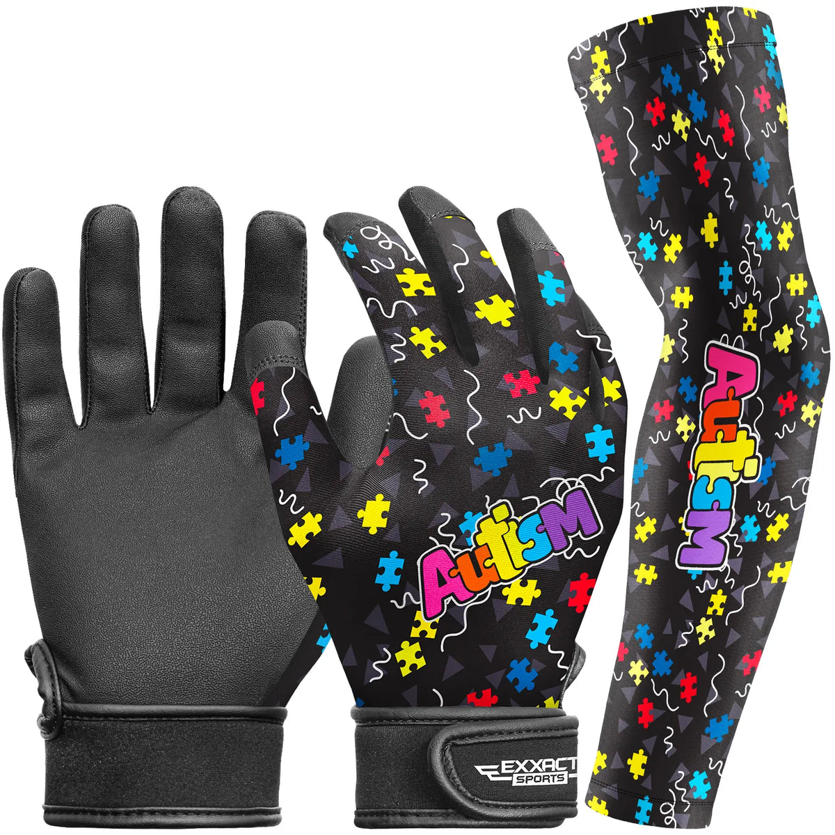 Exxact Sports Kids Baseball Batting Gloves with Arm Sleeve - Autism