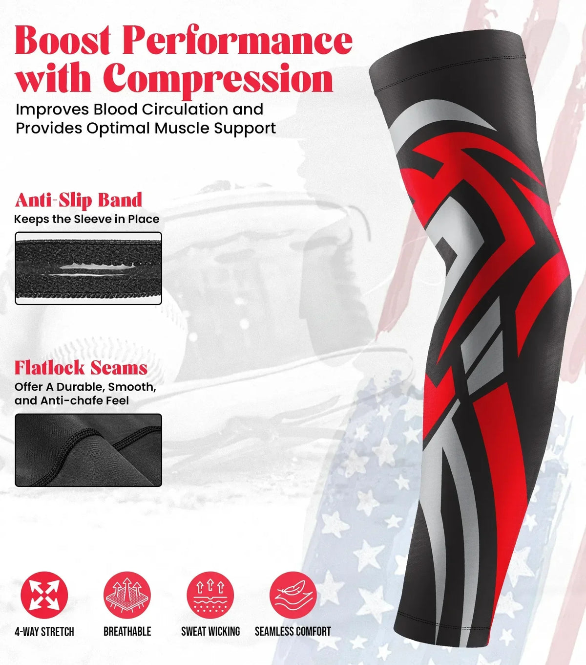 Exxact Sports Kids Baseball Batting Gloves with Arm Sleeve - Black Tattoo