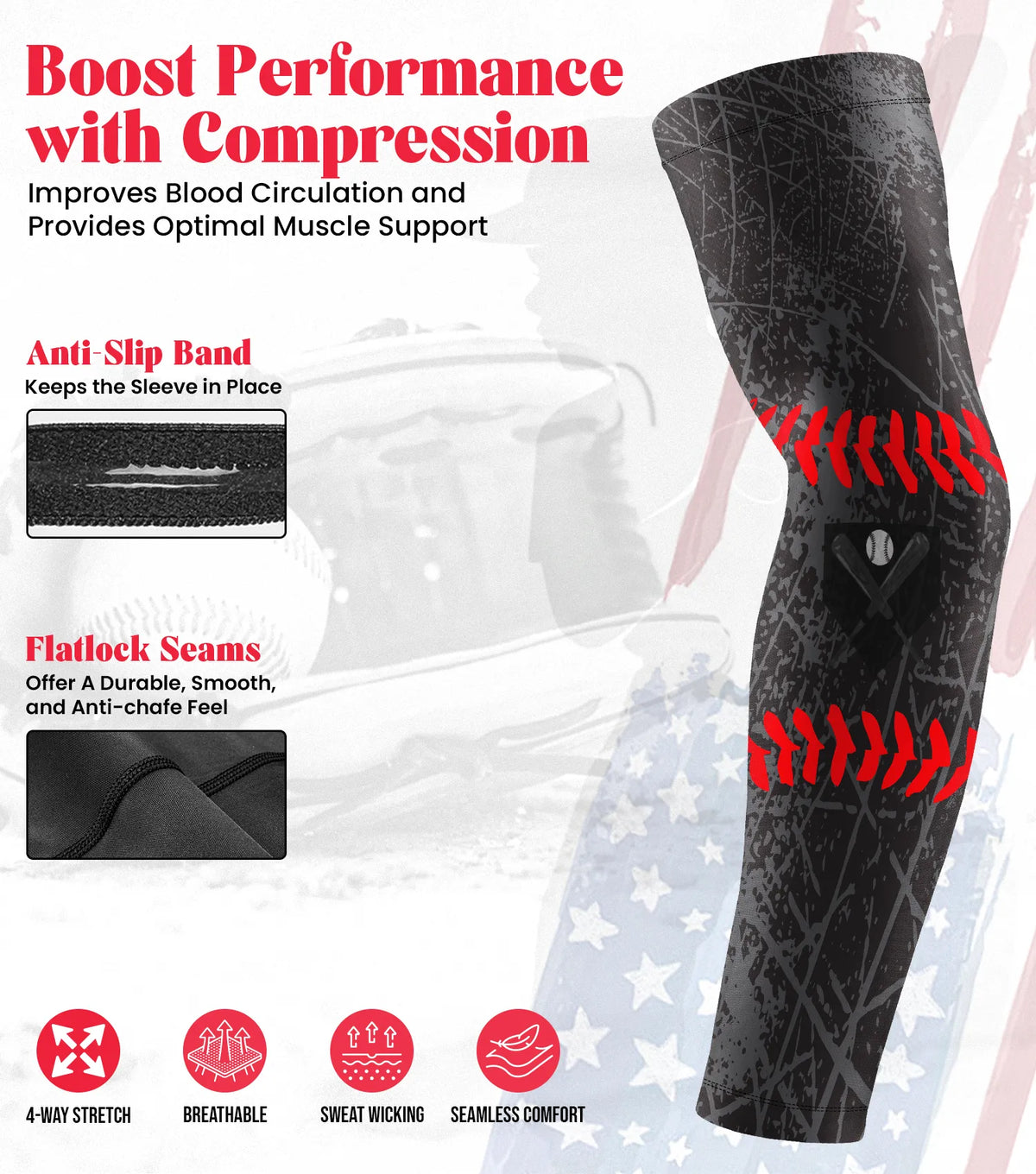 Exxact Sports Kids Baseball Batting Gloves with Arm Sleeve - Black