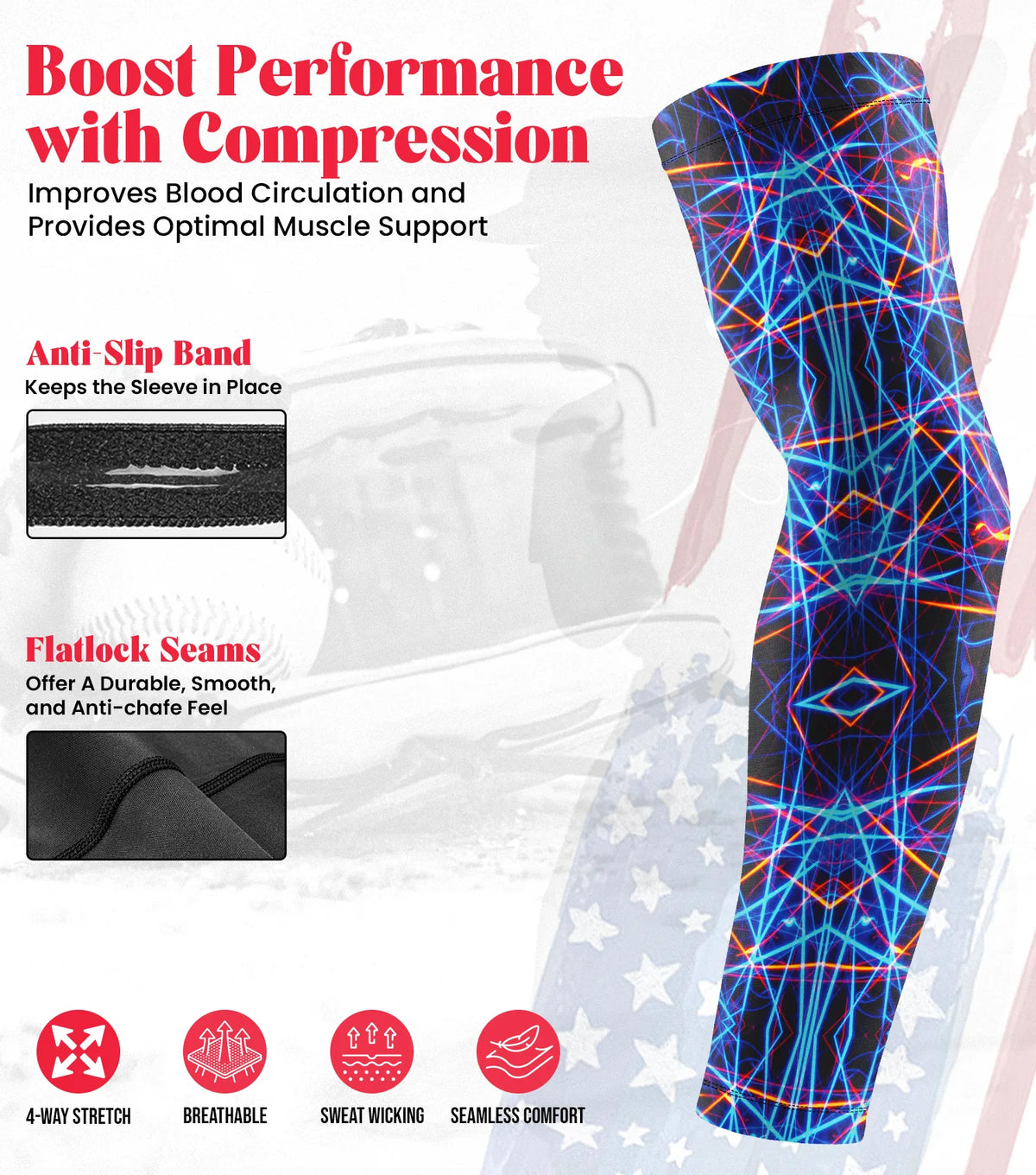 Exxact Sports Kids Baseball Batting Gloves with Arm Sleeve - Lazer