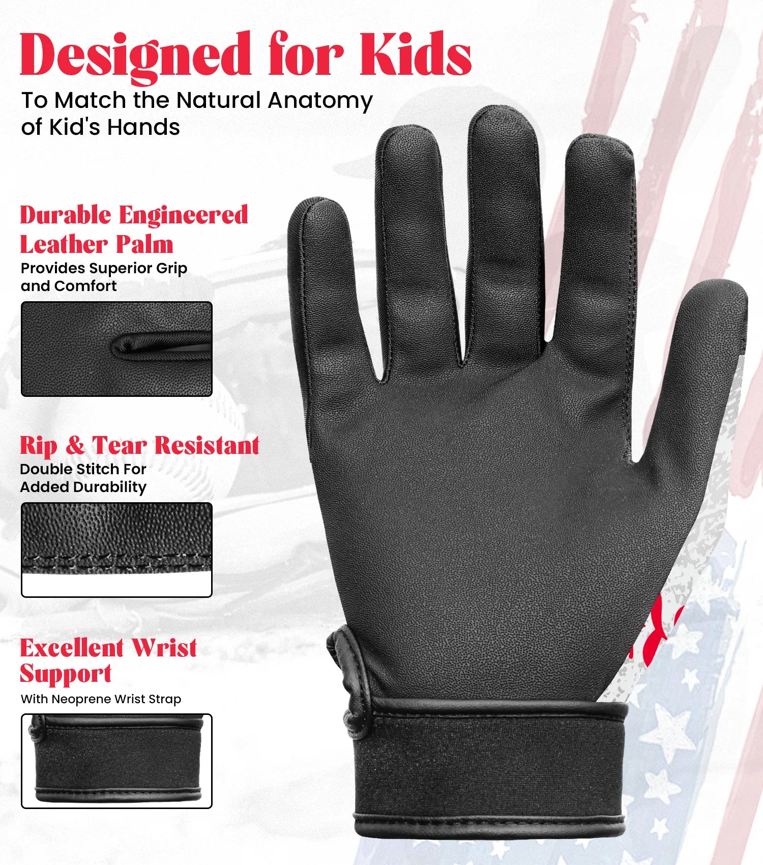 Exxact Sports Kids Baseball Batting Gloves with Arm Sleeve - White