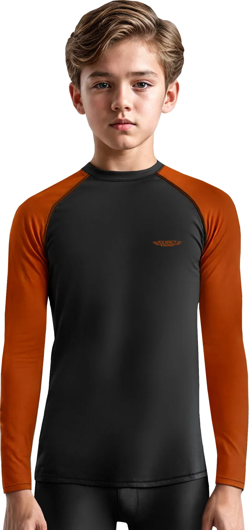 Exxact Sports Kids Bjj Rash Guard Long Sleeve - Brown