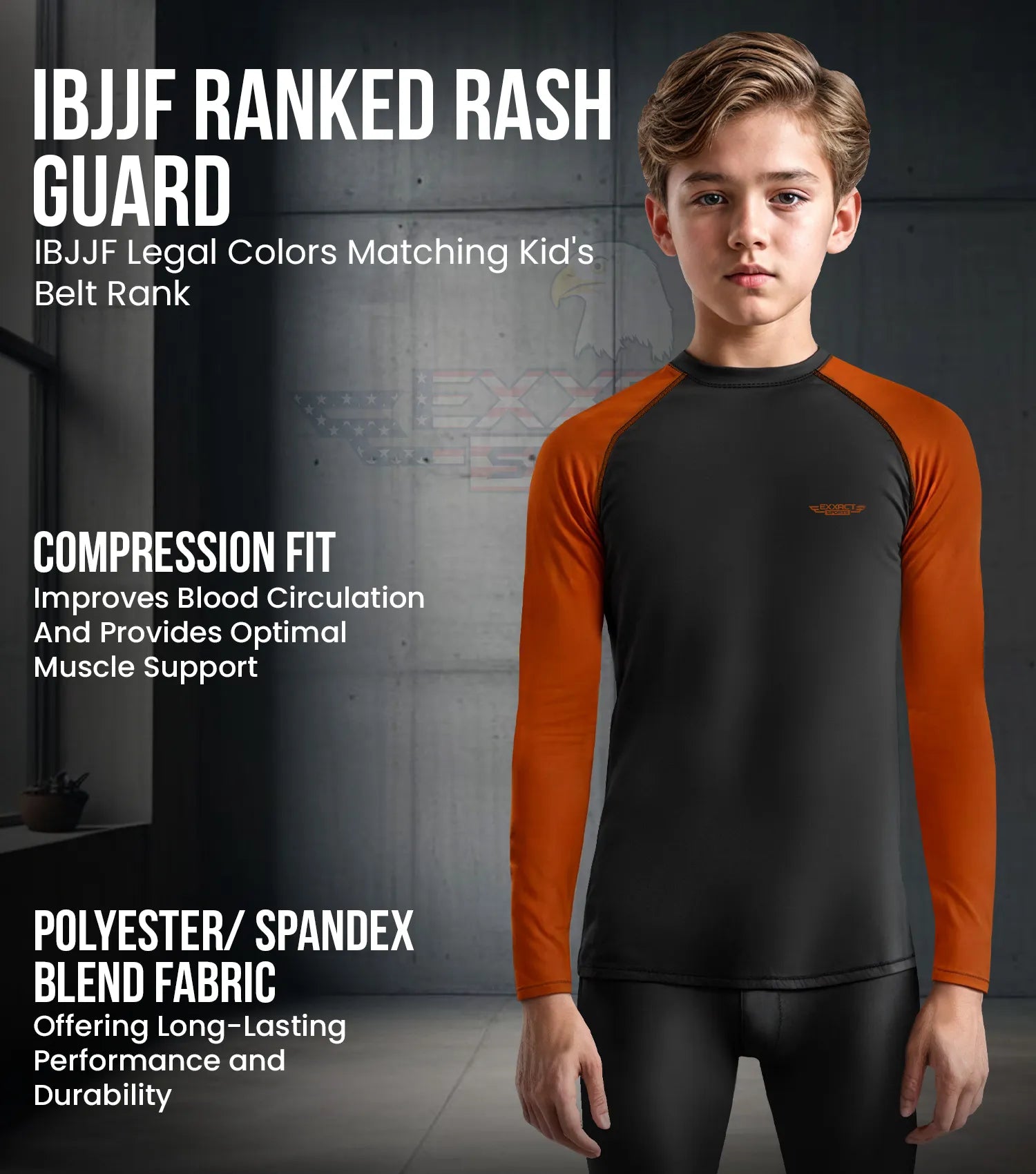 Exxact Sports Kids Bjj Rash Guard Long Sleeve - Brown