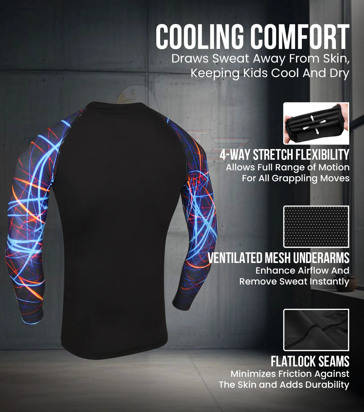 Exxact Sports Kids Bjj Rash Guard Long Sleeve - Lazer