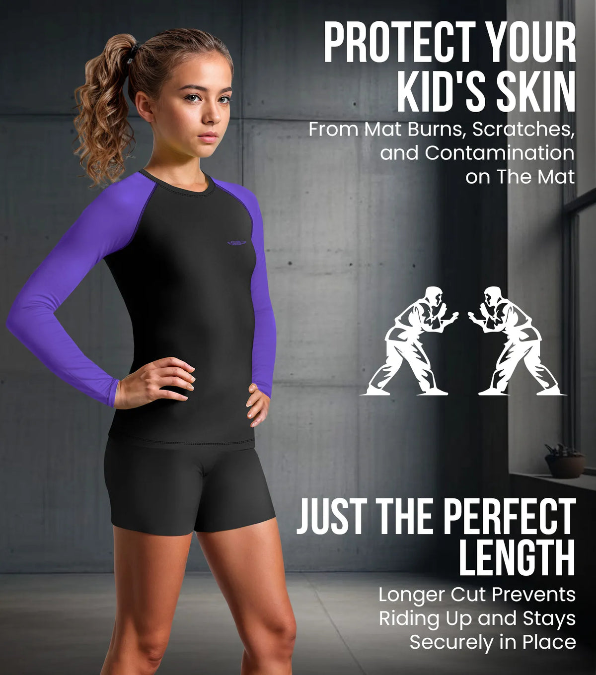Exxact Sports Kids Bjj Rash Guard Long Sleeve - Purple