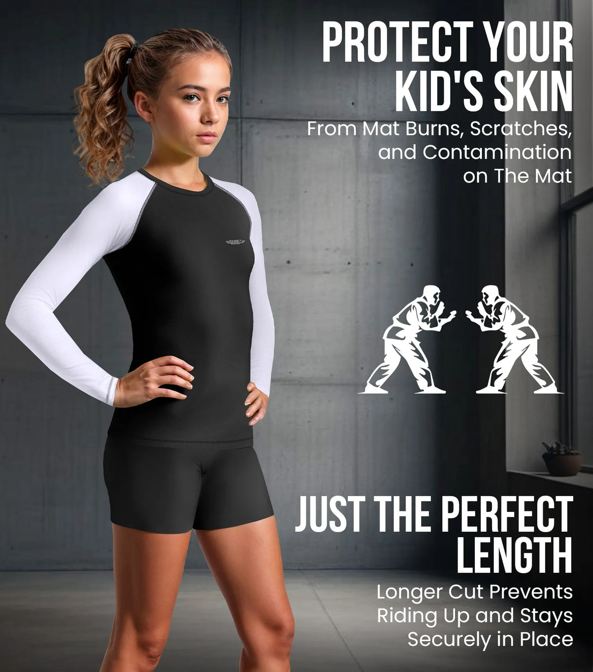 Exxact Sports Kids Bjj Rash Guard Long Sleeve - White