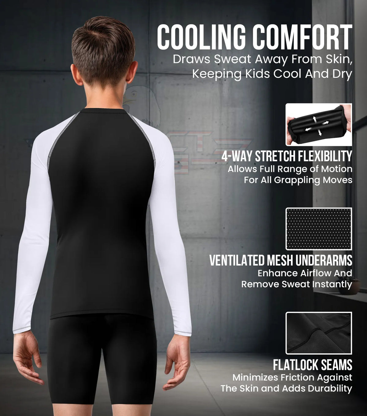 Exxact Sports Kids Bjj Rash Guard Long Sleeve - White