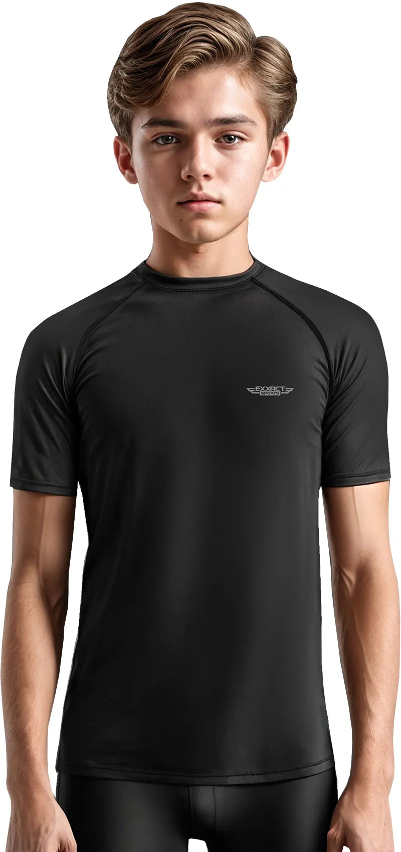 Exxact Sports Kids Bjj Rash Guard Short Sleeve - Black