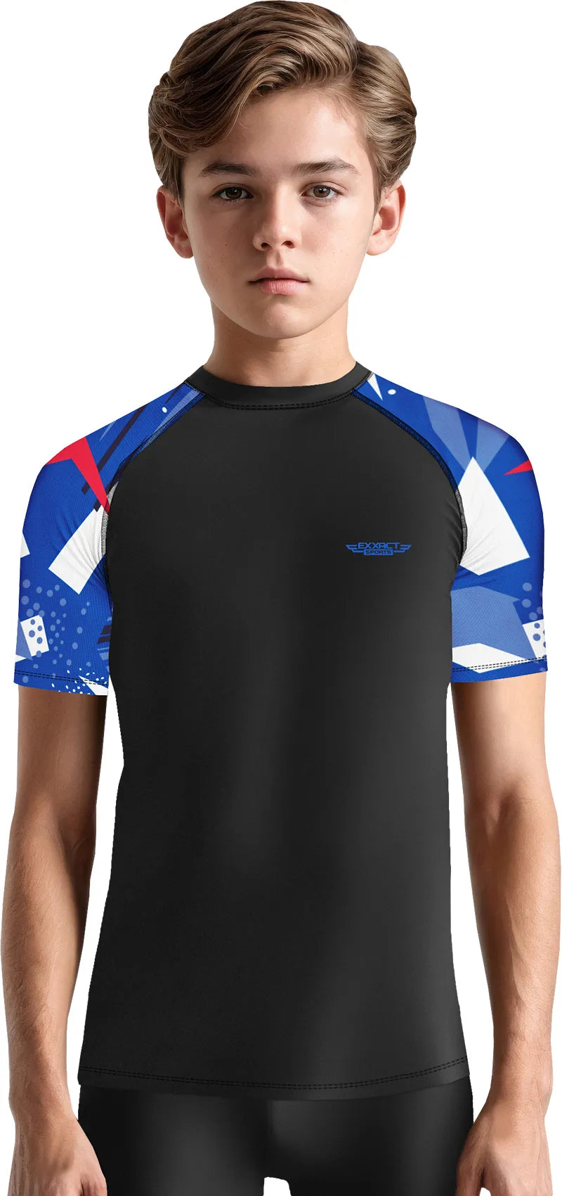 Exxact Sports Kids Bjj Rash Guard Short Sleeve - Blue