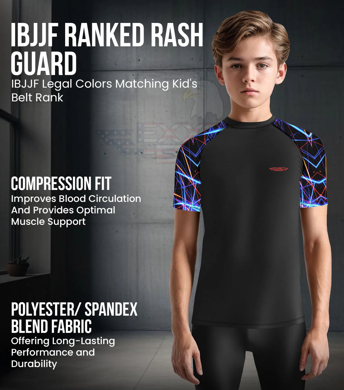 Exxact Sports Kids Bjj Rash Guard Short Sleeve - Lazer