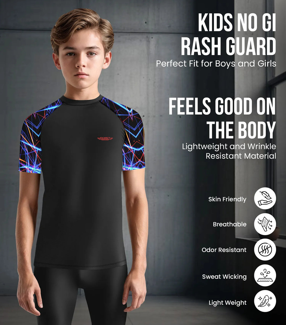 Exxact Sports Kids Bjj Rash Guard Short Sleeve - Lazer
