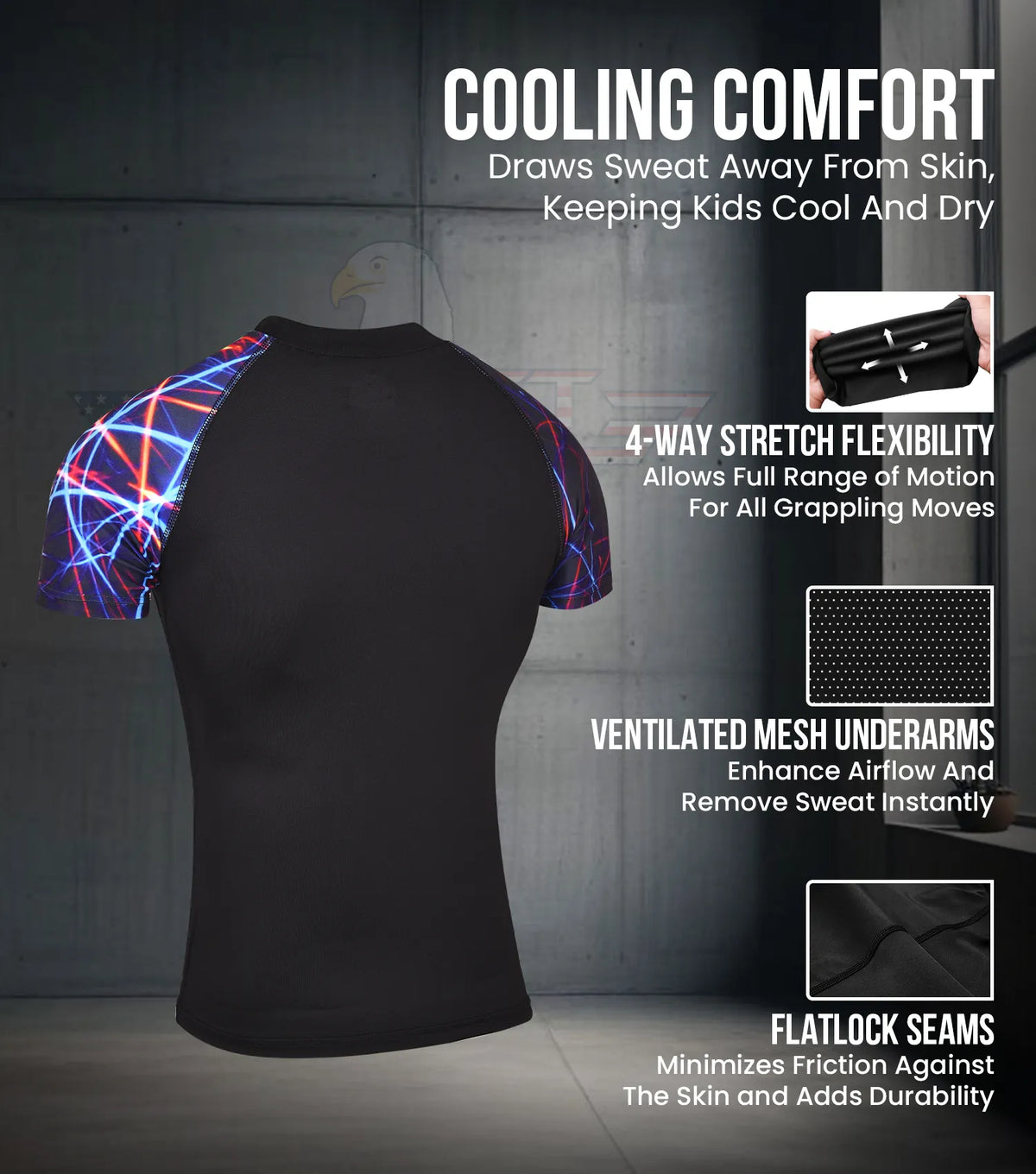 Exxact Sports Kids Bjj Rash Guard Short Sleeve - Lazer