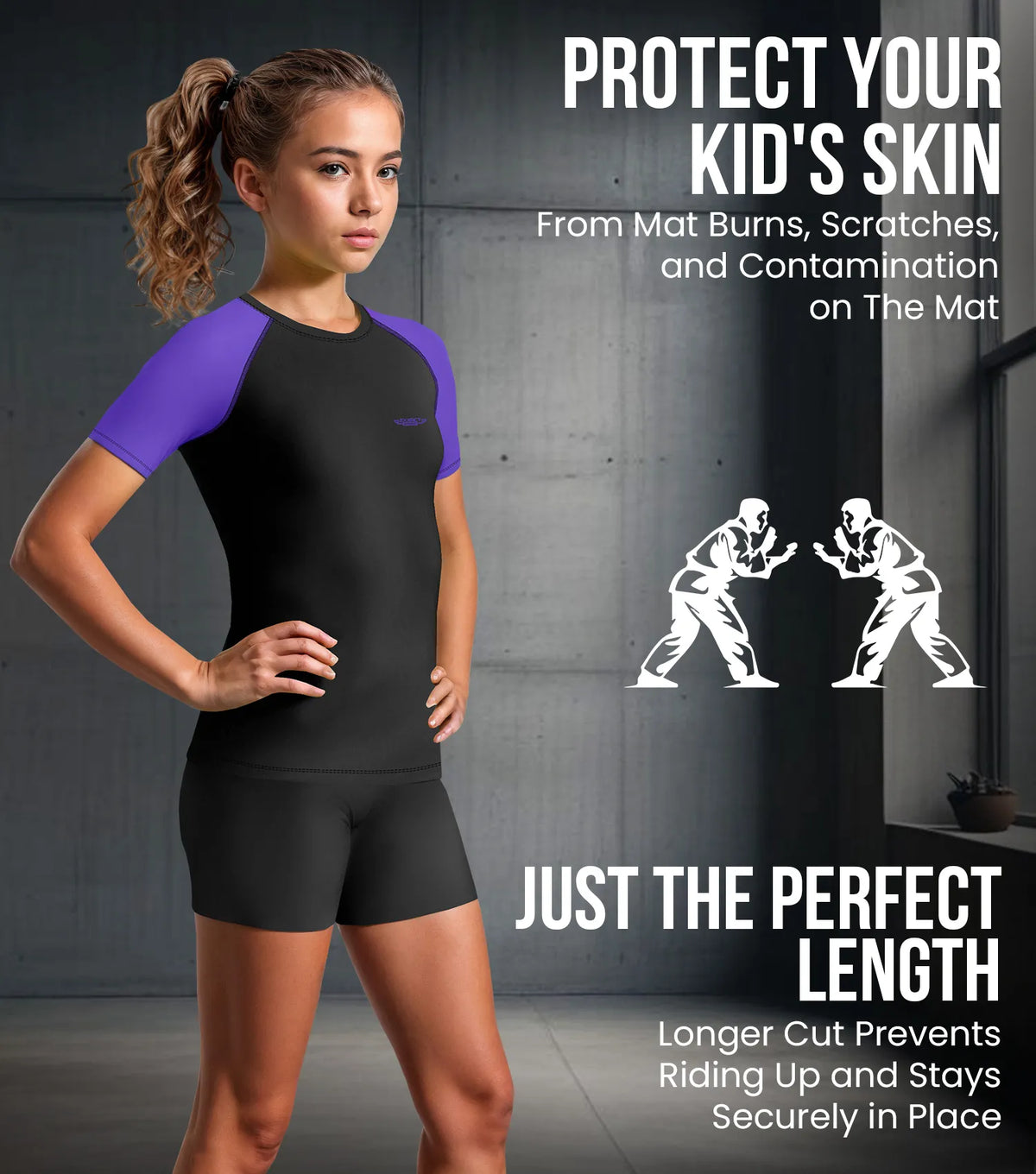 Exxact Sports Kids Bjj Rash Guard Short Sleeve - Purple