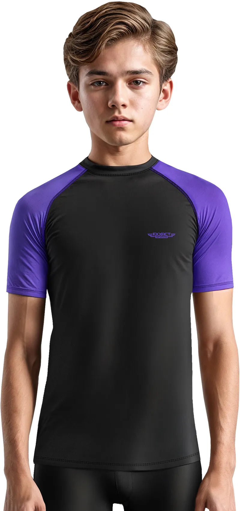 Exxact Sports Kids Bjj Rash Guard Short Sleeve - Purple