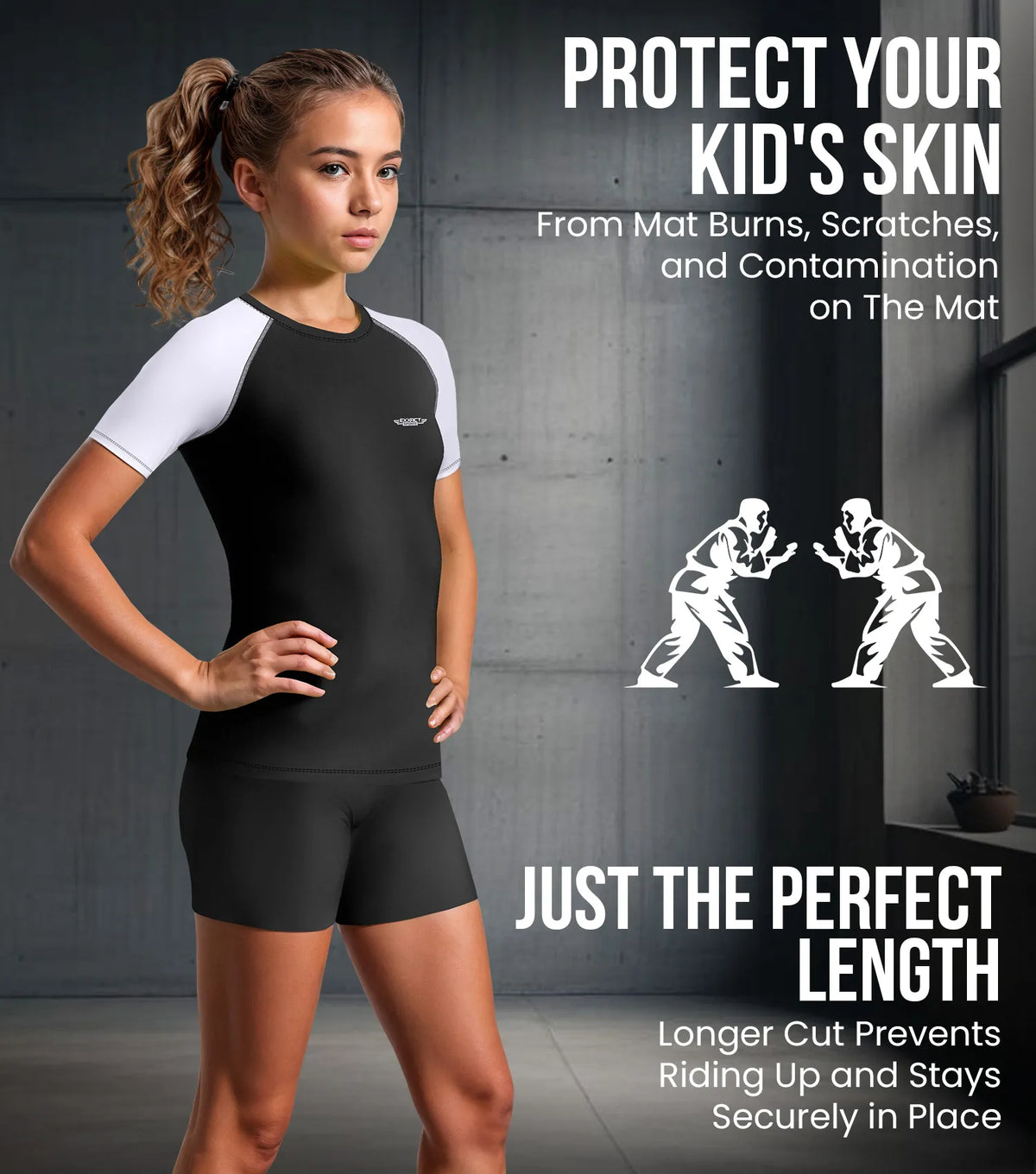 Exxact Sports Kids Bjj Rash Guard Short Sleeve - White