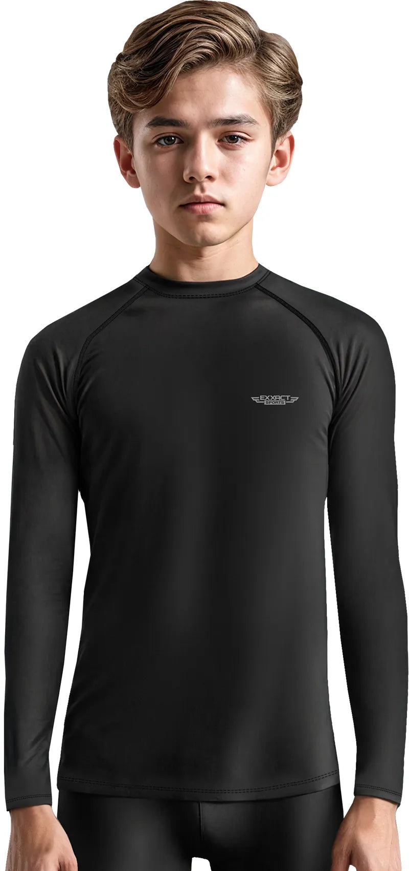 Exxact Sports Kids Black Bjj Rash Guard Long Sleeve