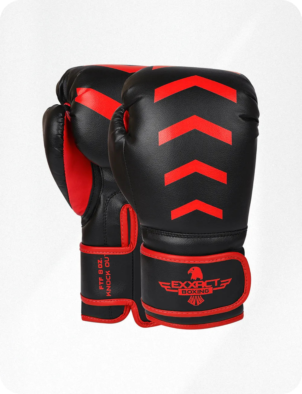Exxact Sports Kids Knockout Boxing Gloves with Padded Protection - Black Red