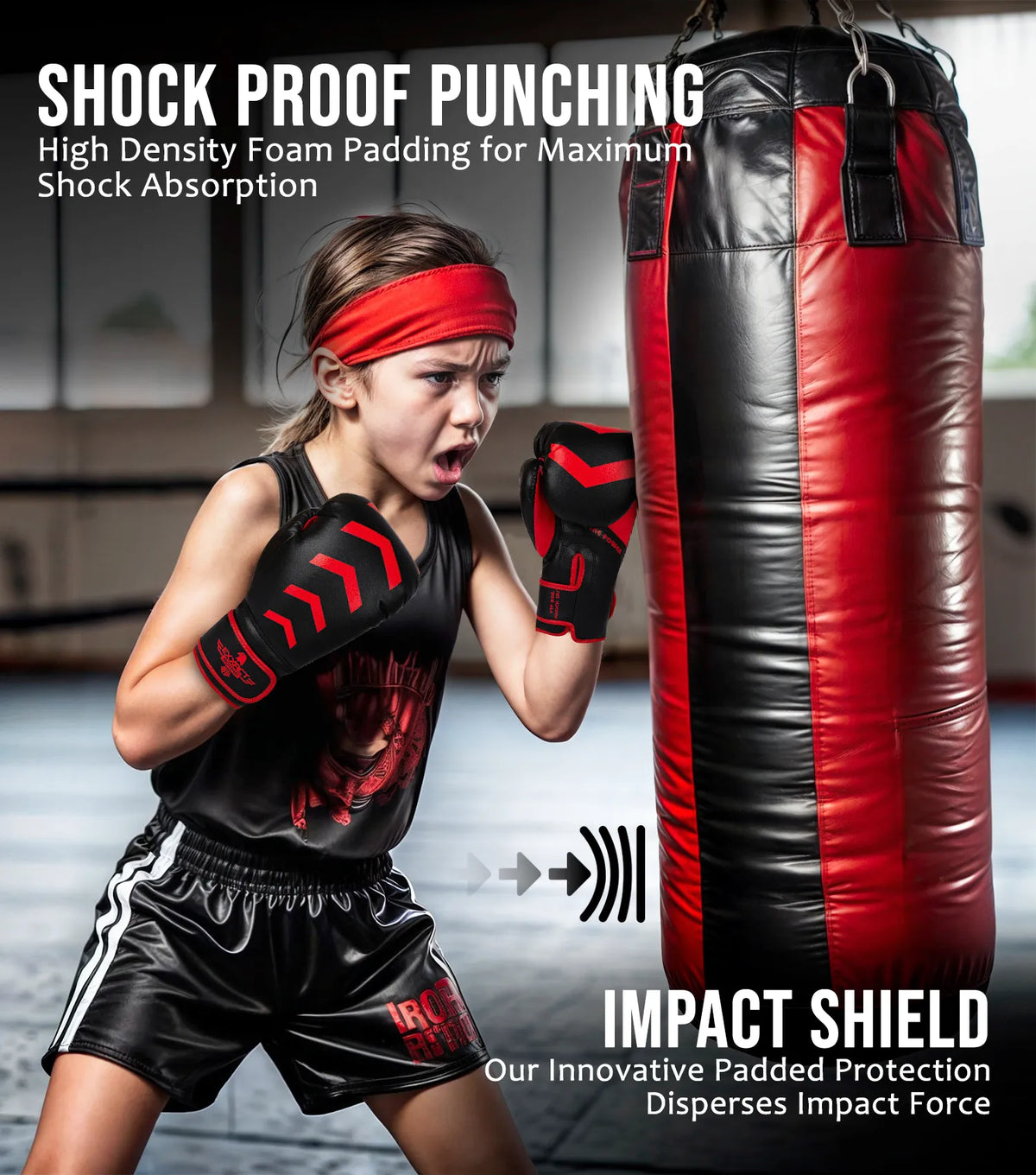 Exxact Sports Kids Knockout Boxing Gloves with Padded Protection - Black Green