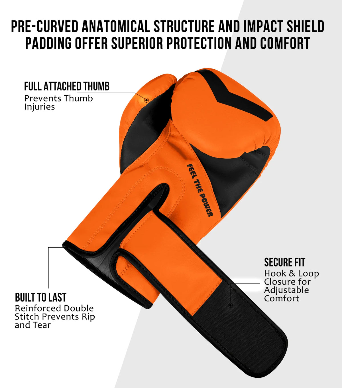 Exxact Sports Kids Knockout Boxing Gloves with Padded Protection - Orange Black