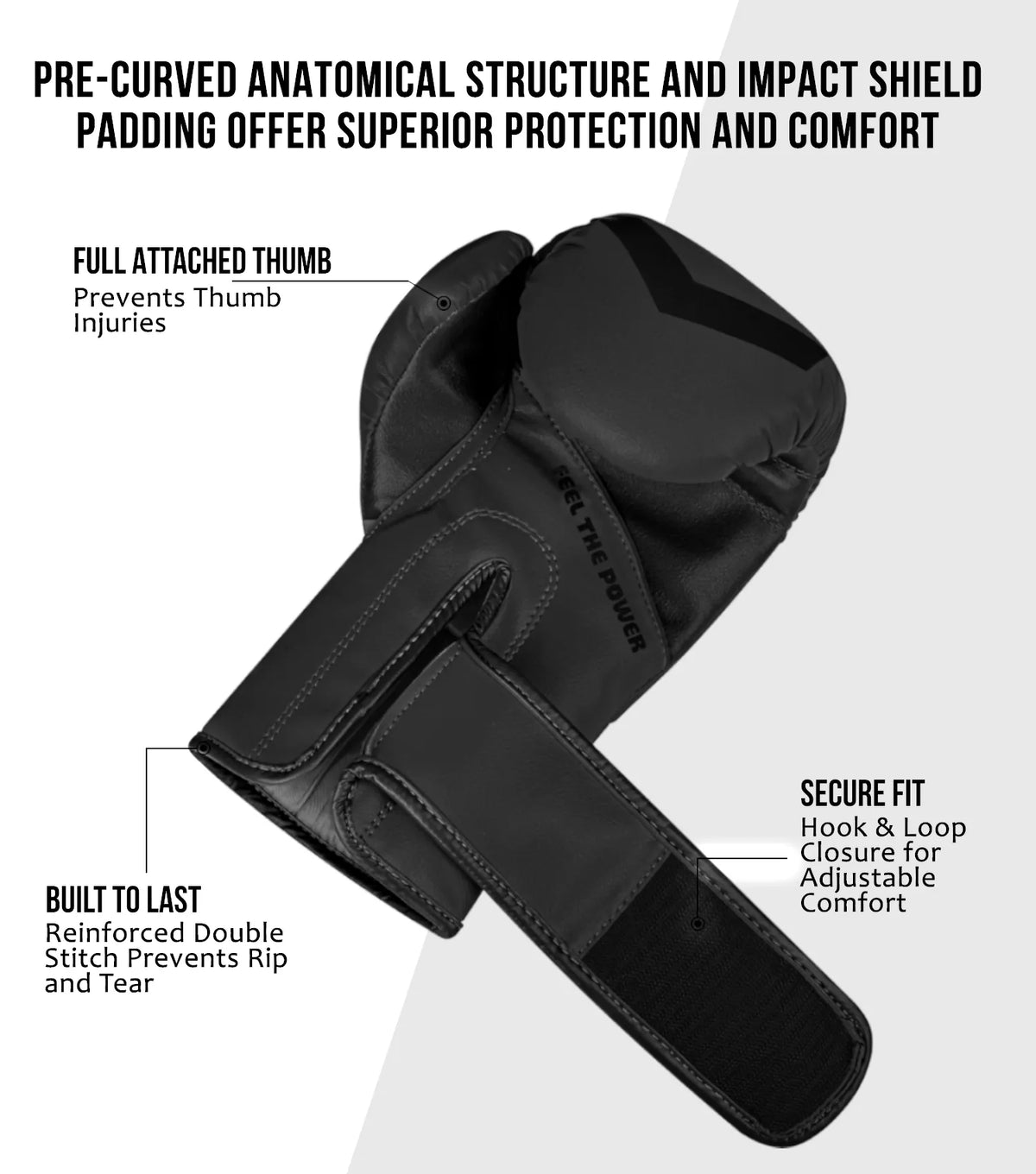 Exxact Sports Kids Knockout Boxing Gloves with Padded Protection - Black