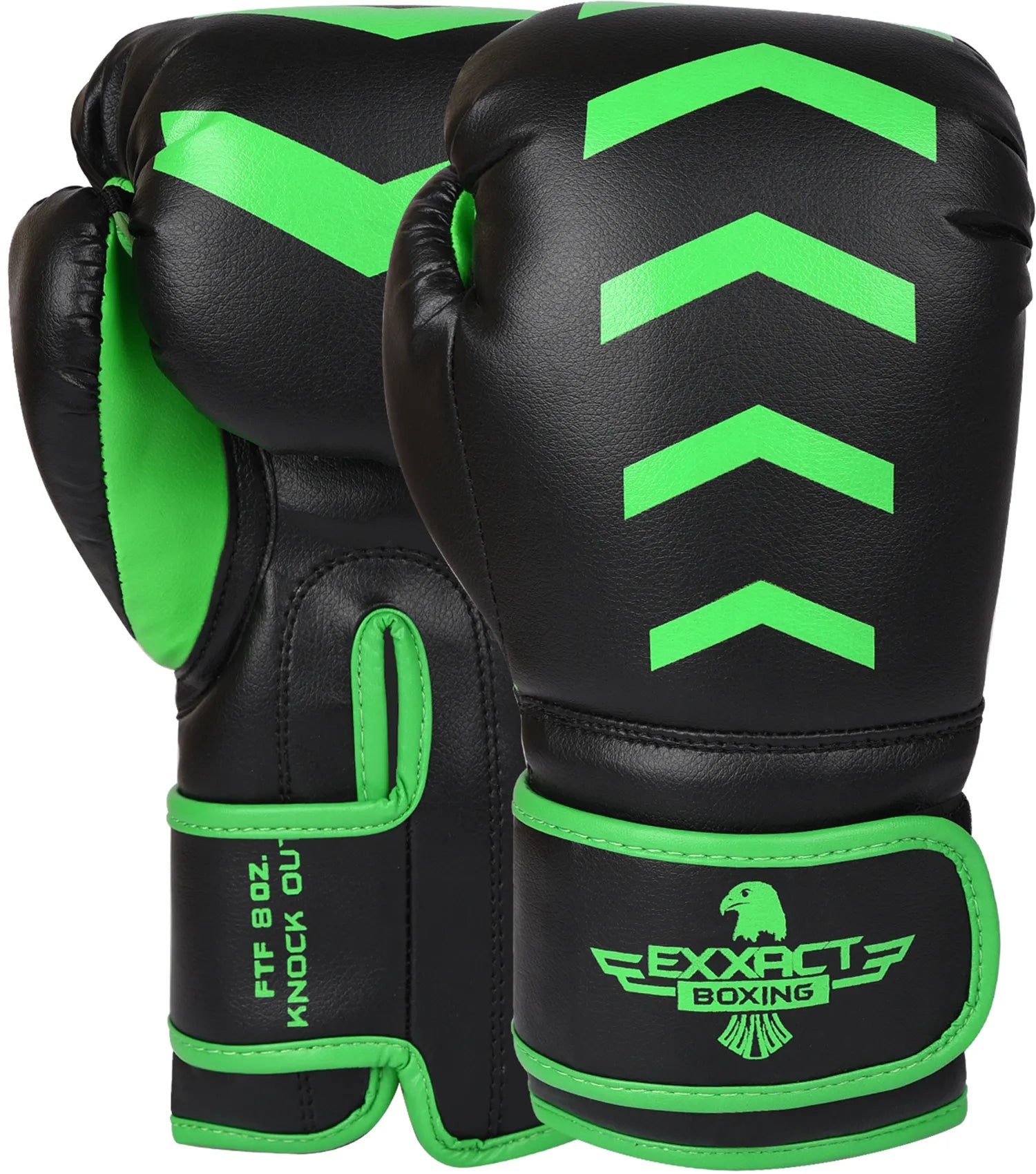 Exxact Sports Kids Knockout Boxing Gloves with Padded Protection - Black Green - 4oz