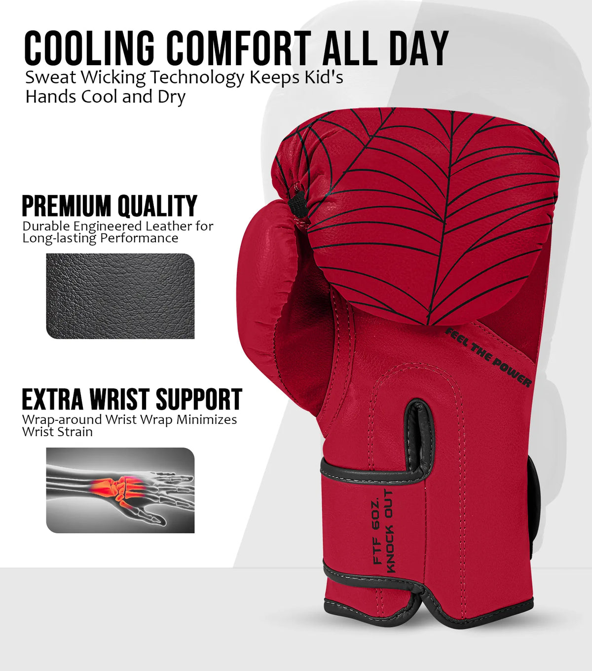 Exxact Sports Kids Printed Knockout Boxing Gloves with Padded Protection - Spider