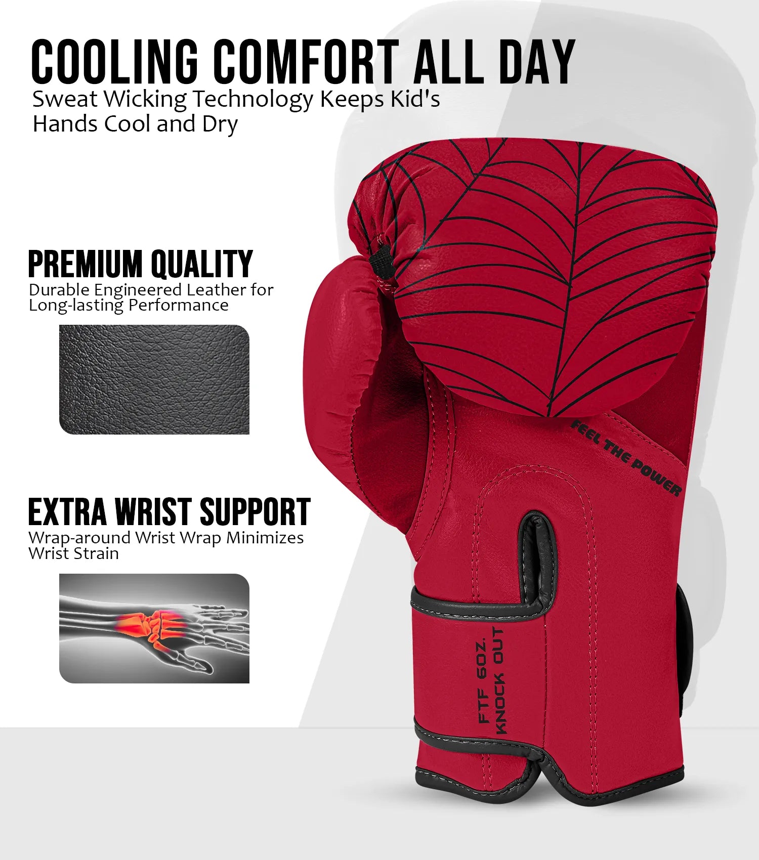 Exxact Sports Kids Printed Knockout Boxing Gloves with Padded Protection - Spider