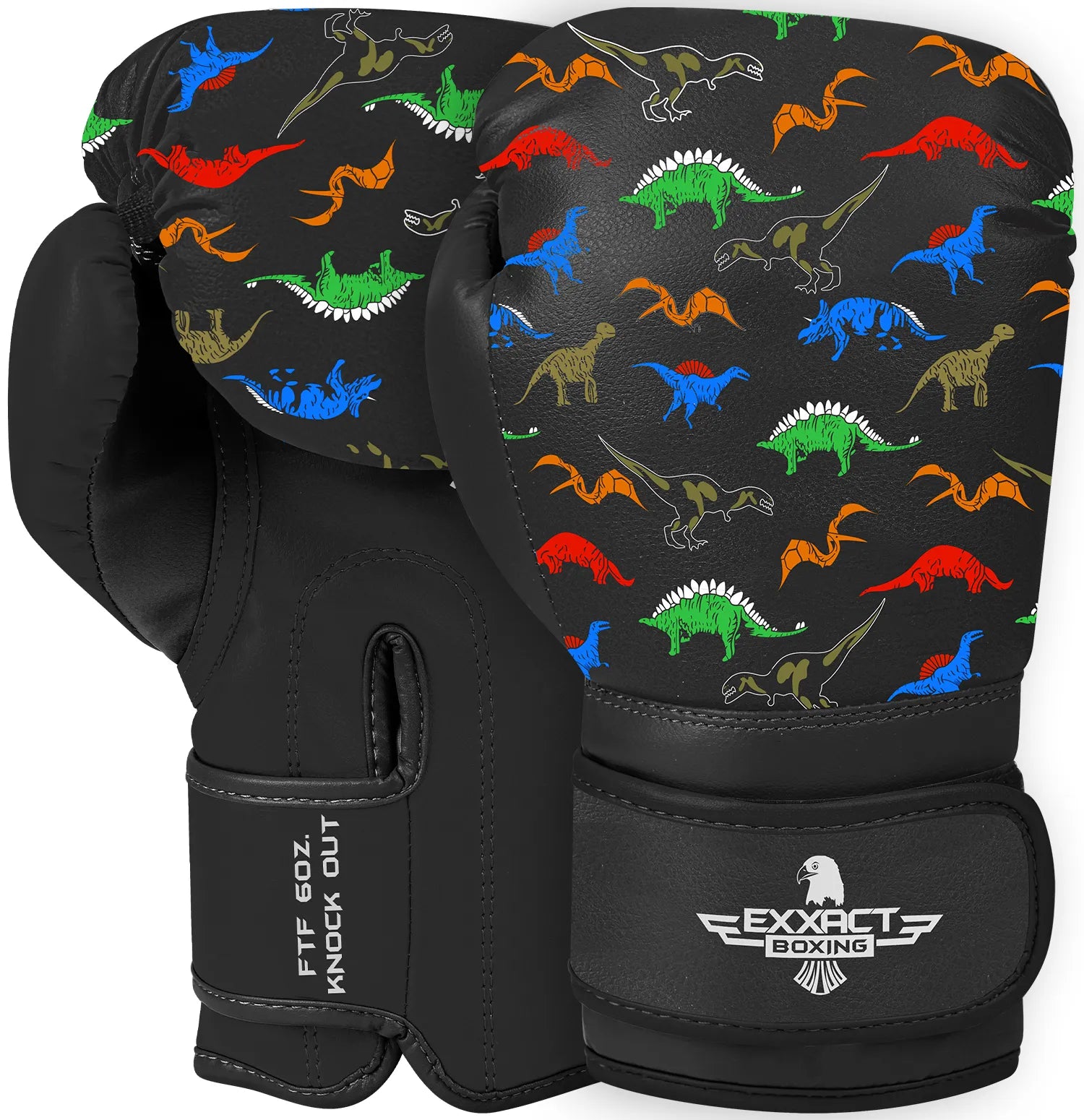 Exxact Sports Kids Printed Knockout Boxing Gloves with Padded Protection - Dinosaur