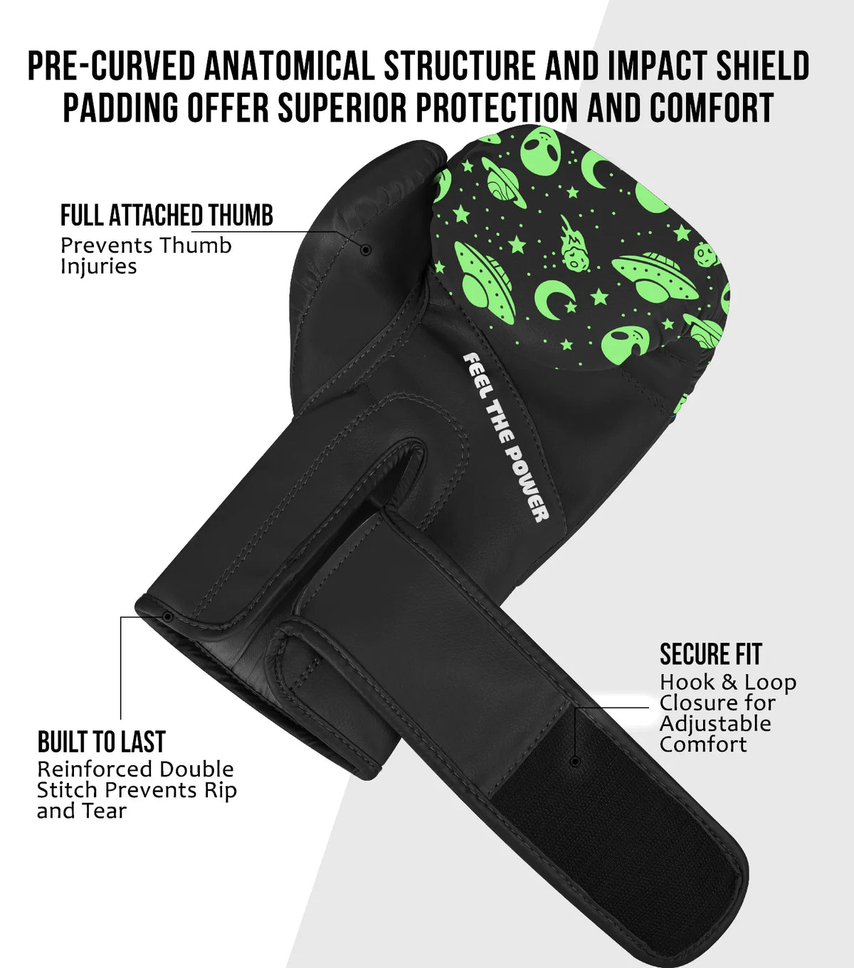 Exxact Sports Kids Printed Knockout Boxing Gloves with Padded Protection - Alien