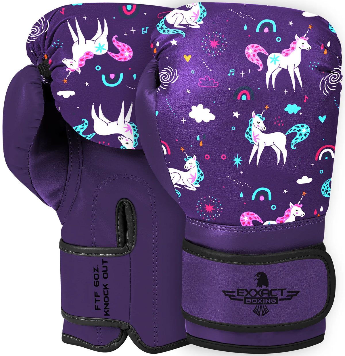 Exxact Sports Kids Printed Knockout Boxing Gloves with Padded Protection - Unicorn
