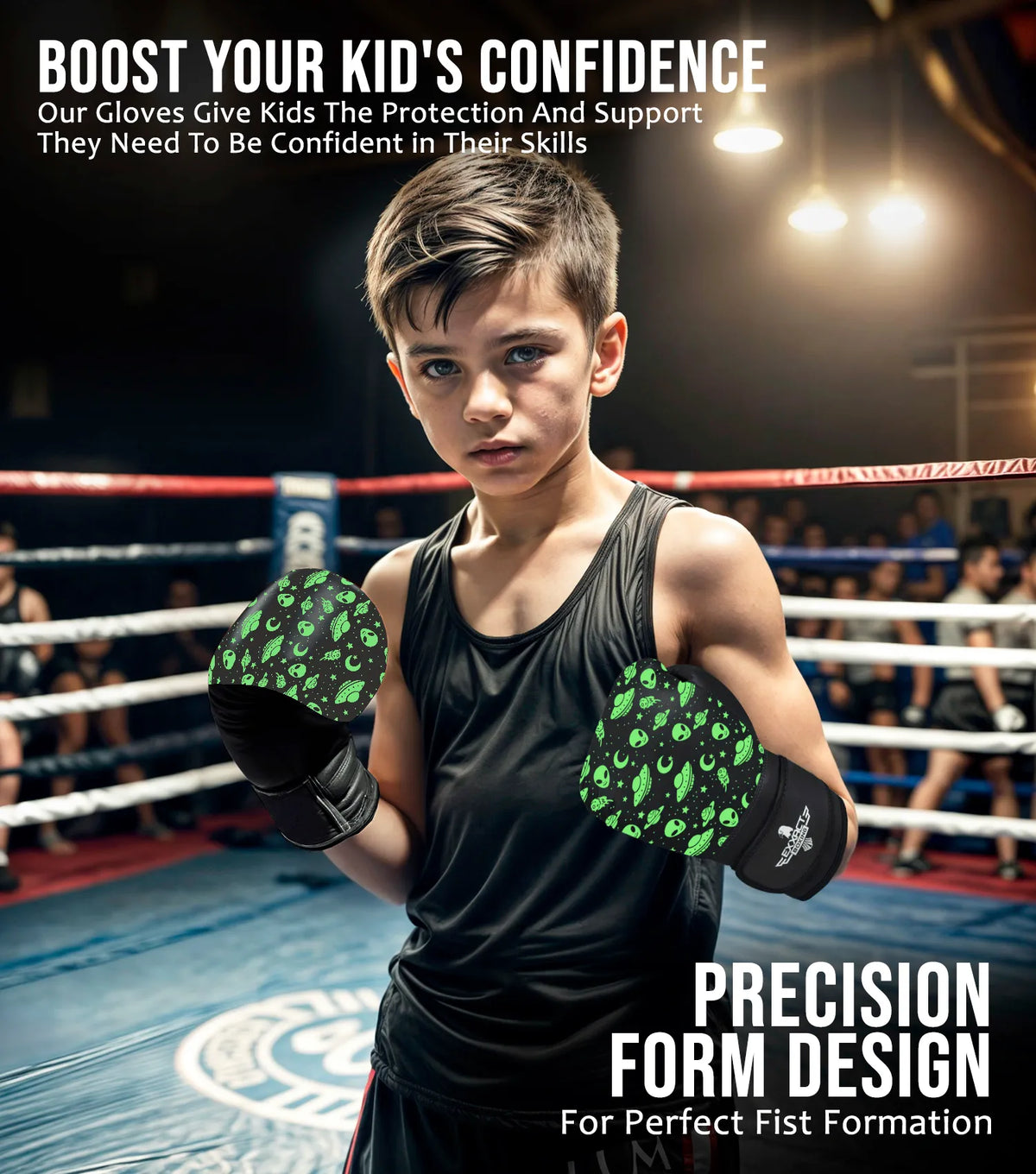 Exxact Sports Kids Printed Knockout Boxing Gloves with Padded Protection - Alien