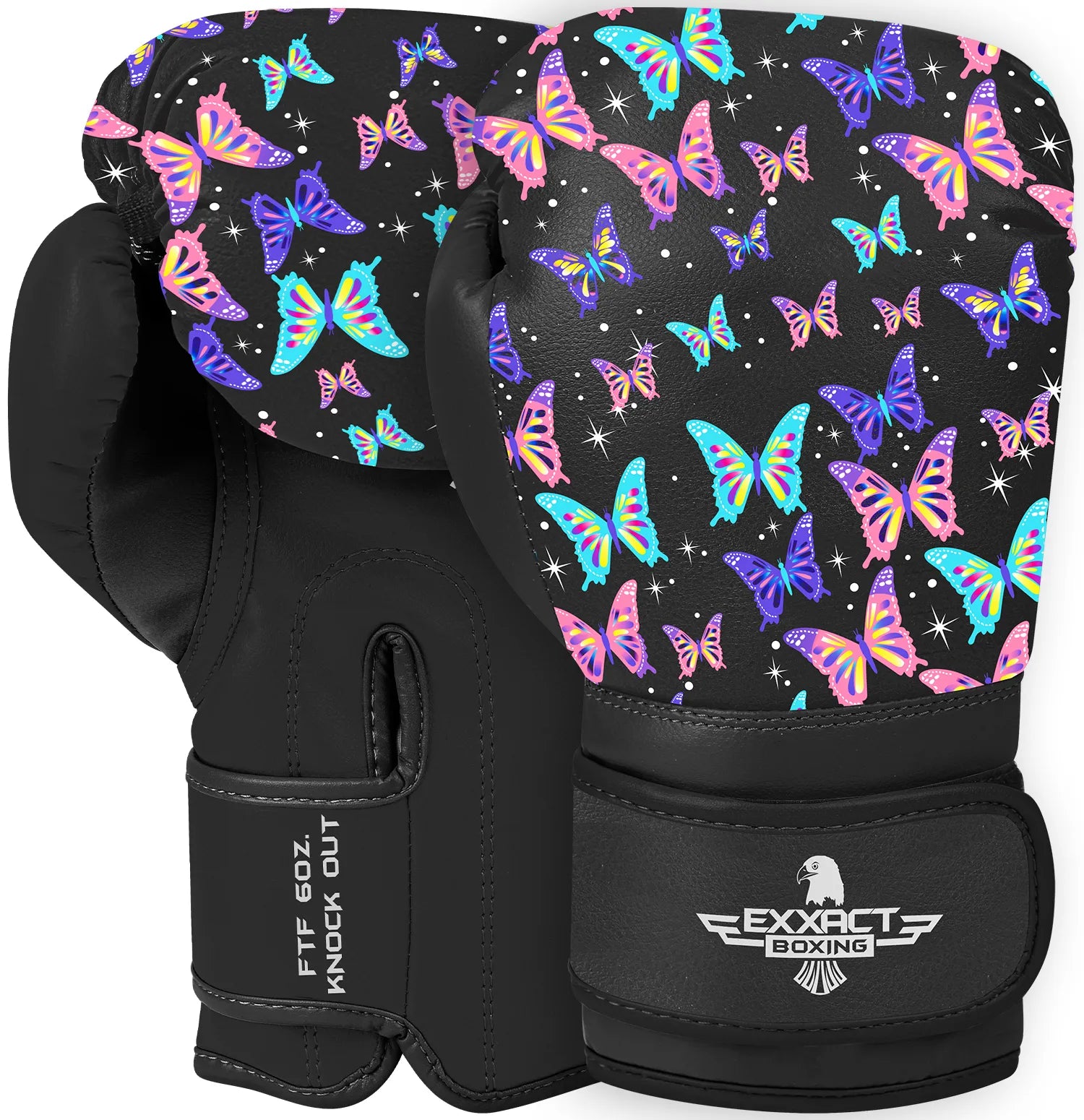 Exxact Sports Kids Printed Knockout Boxing Gloves with Padded Protection - Butterfly