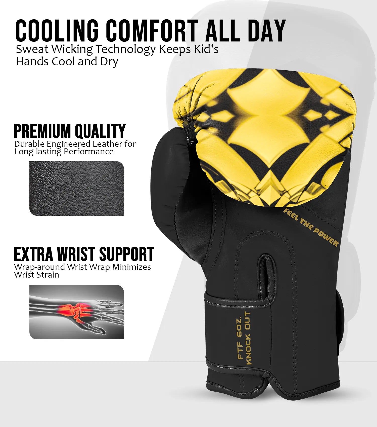 Exxact Sports Kids Printed Knockout Boxing Gloves with Padded Protection - Eagle