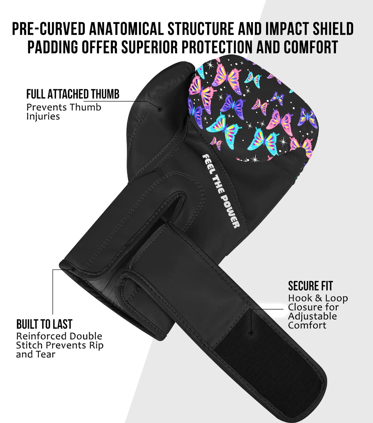 Exxact Sports Kids Printed Knockout Boxing Gloves with Padded Protection - Butterfly