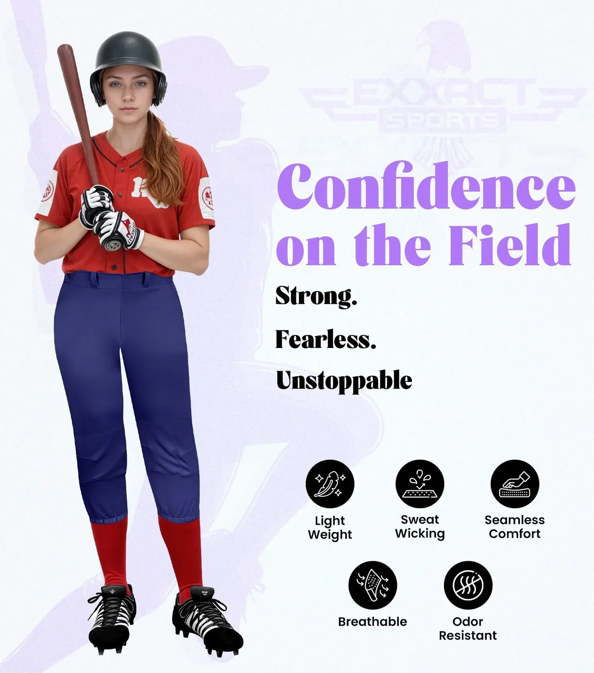 Exxact Sports Knicker Yoga Style Softball Pants for Girls - Navy