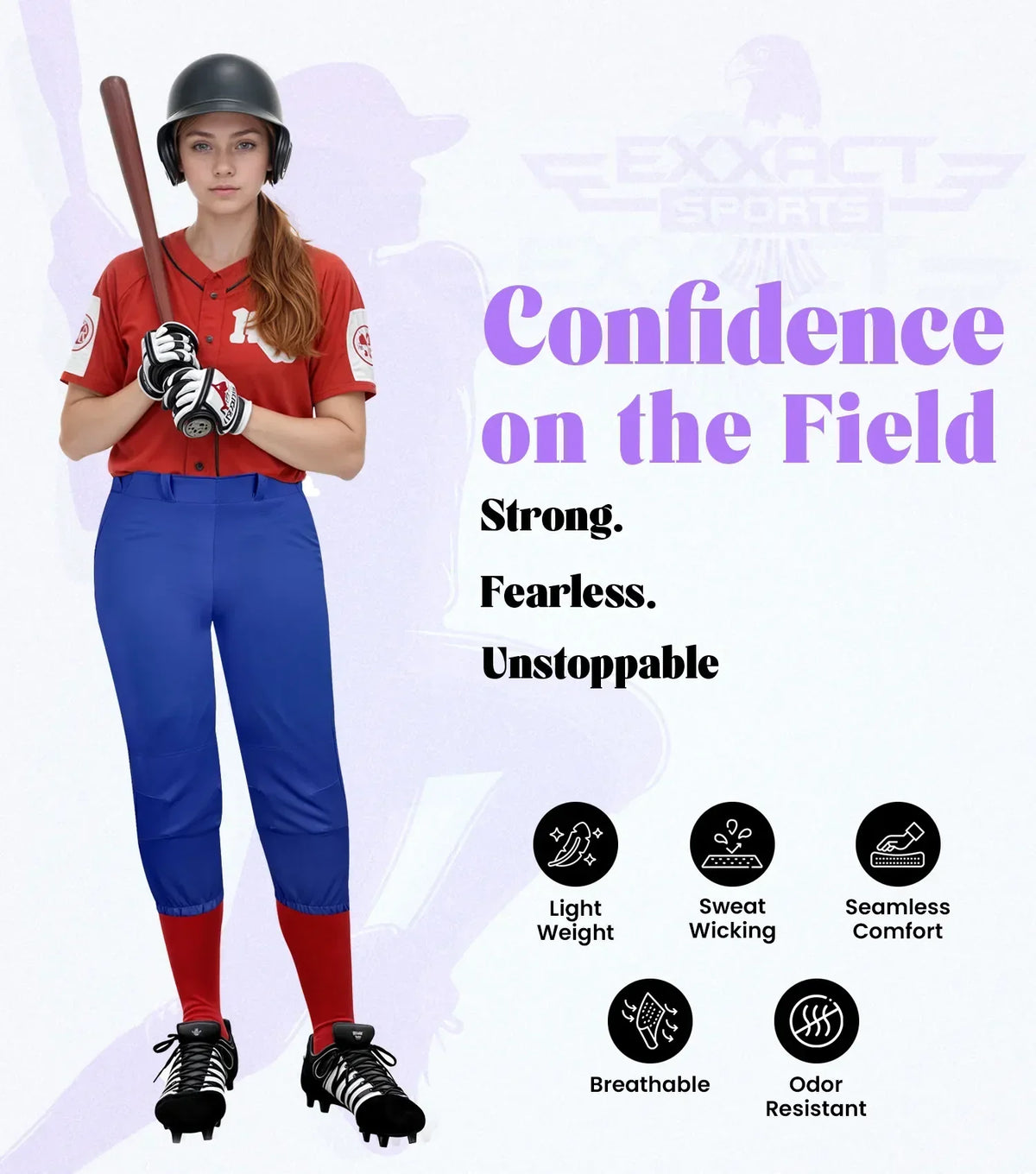 Exxact Sports Knicker Yoga Style Softball Pants for Girls - Royal Blue