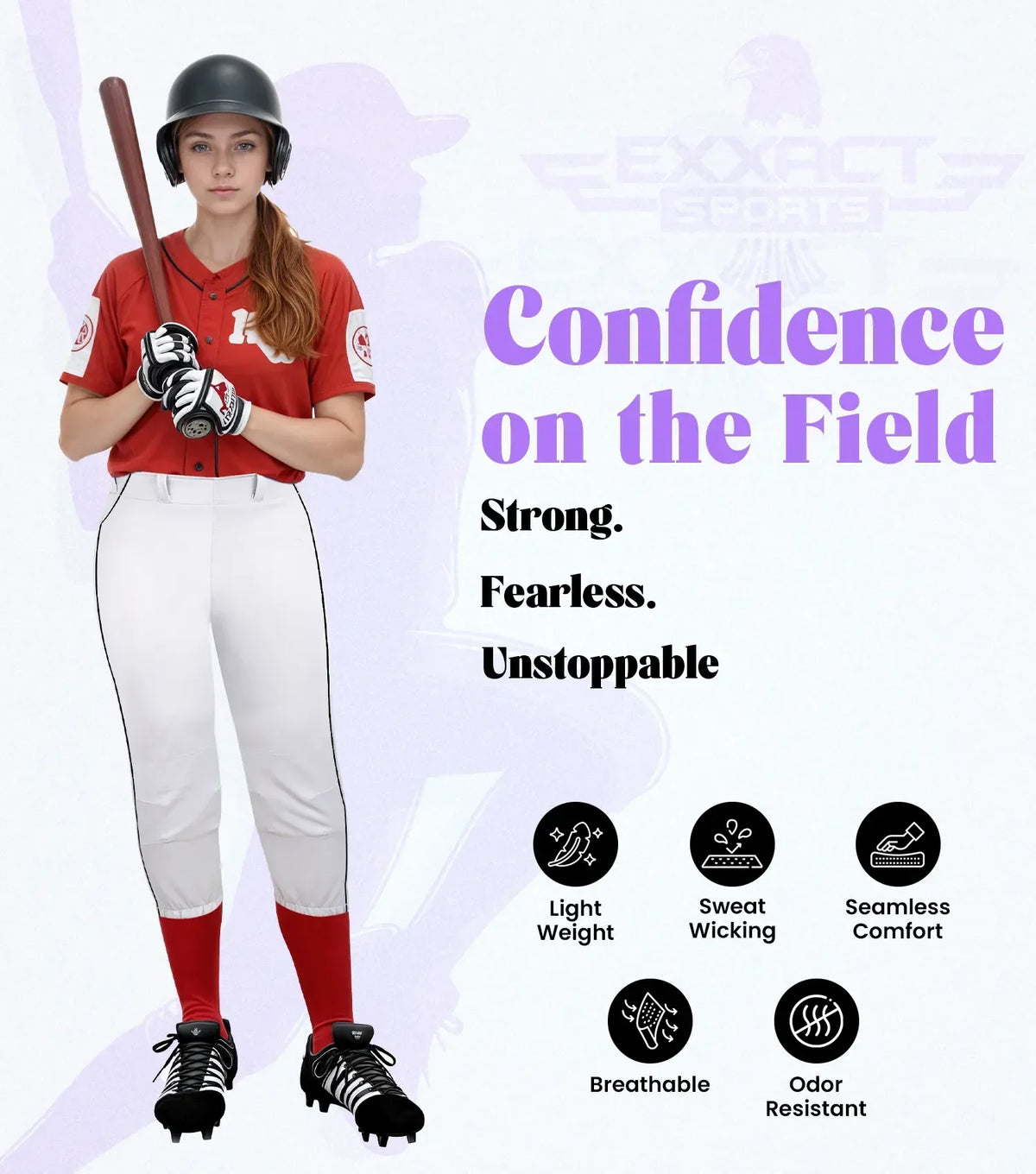 Exxact Sports Knicker Yoga Style Softball Pants for Girls - White Black