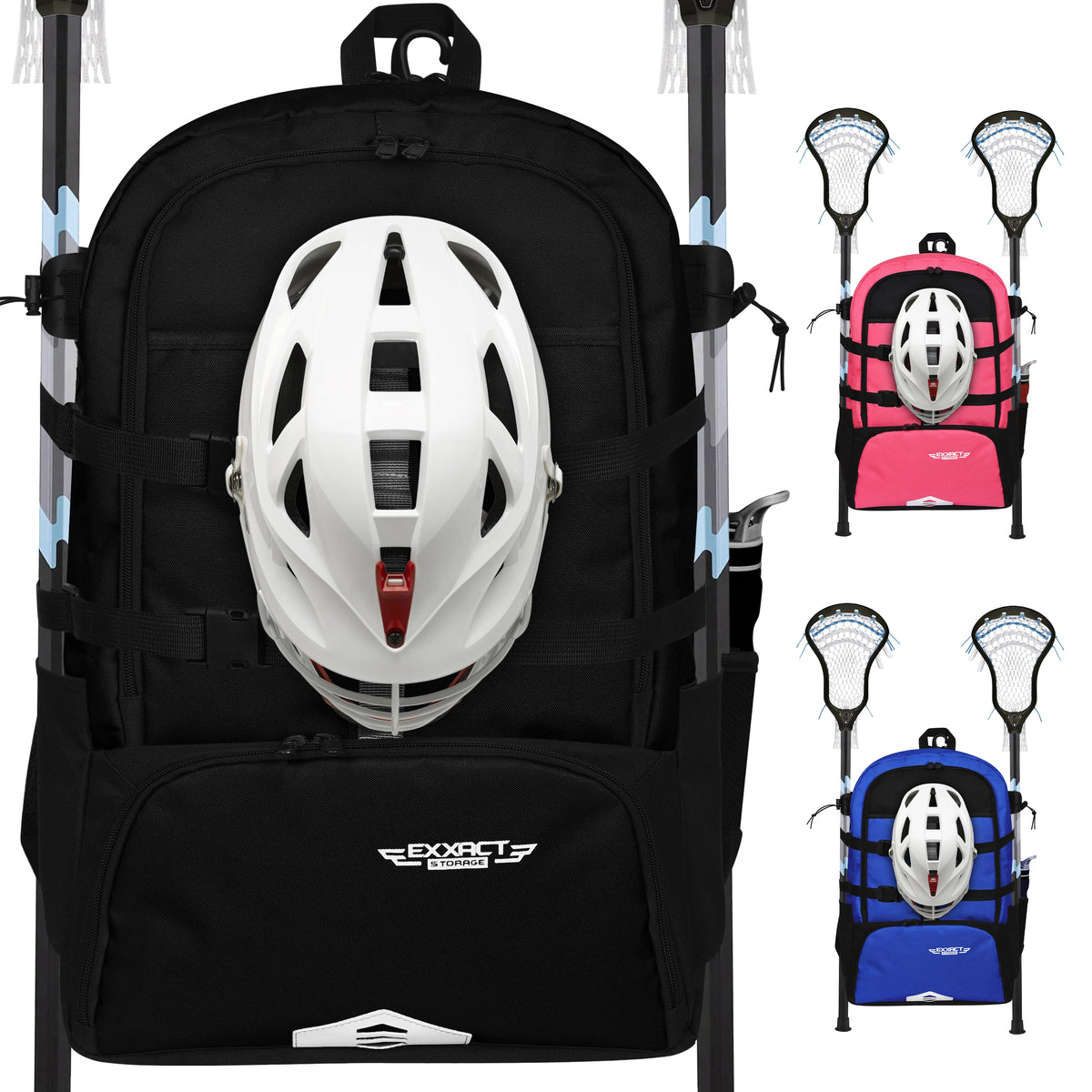 Exxact Sports Lacrosse Bag with Two Stick Holders and Cleats Compartment - Black